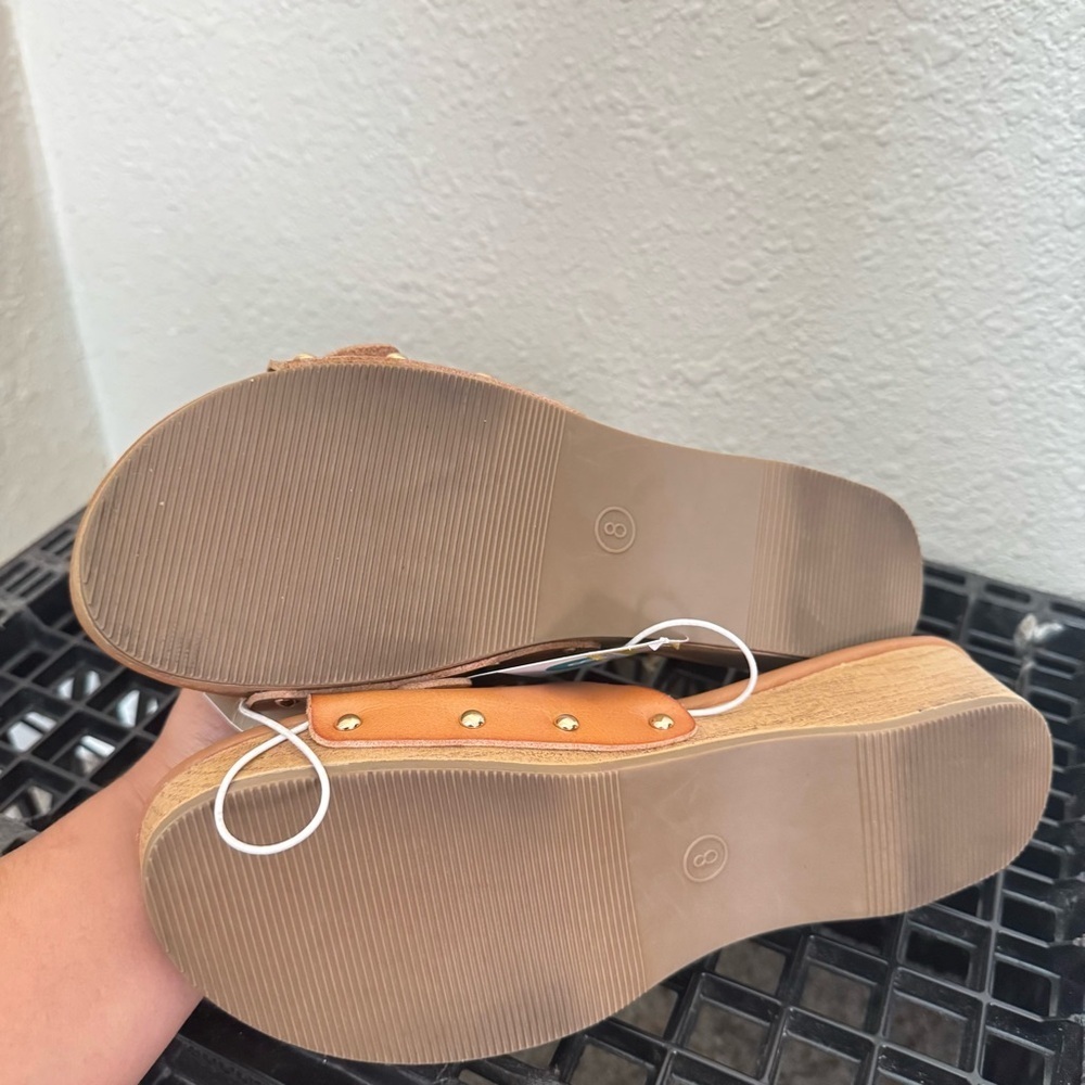Universal Thread Kora Faux Wood Bottom Sandals in Cognac Sz 8 - Picture 7 of 8